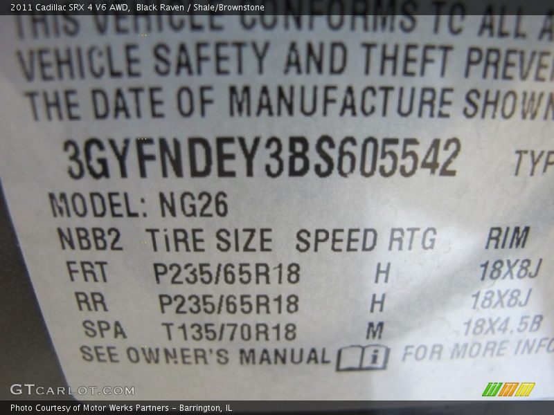 Black Raven / Shale/Brownstone 2011 Cadillac SRX 4 V6 AWD
