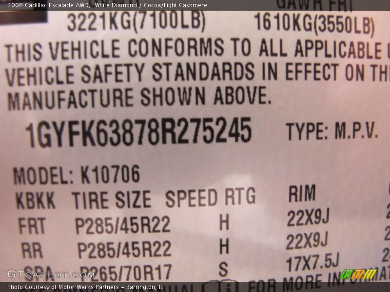 White Diamond / Cocoa/Light Cashmere 2008 Cadillac Escalade AWD