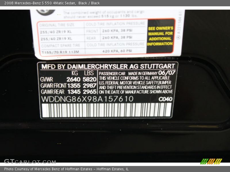 Black / Black 2008 Mercedes-Benz S 550 4Matic Sedan