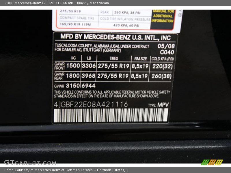 Black / Macadamia 2008 Mercedes-Benz GL 320 CDI 4Matic