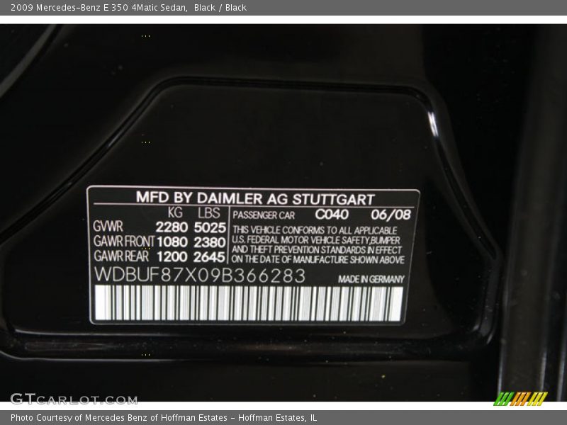Black / Black 2009 Mercedes-Benz E 350 4Matic Sedan
