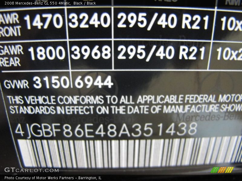 Black / Black 2008 Mercedes-Benz GL 550 4Matic