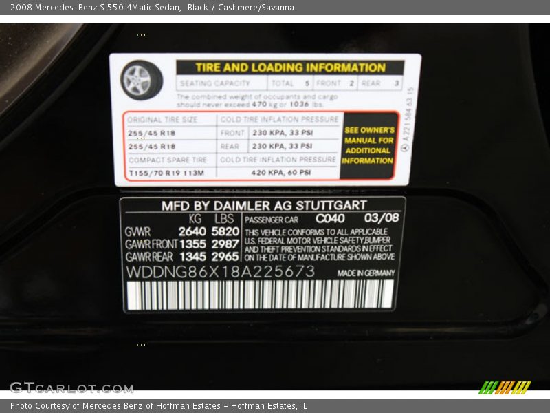 Black / Cashmere/Savanna 2008 Mercedes-Benz S 550 4Matic Sedan