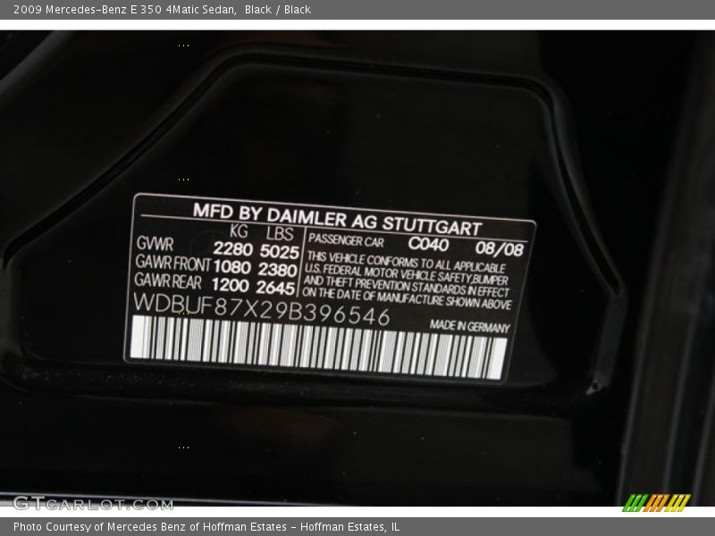 Black / Black 2009 Mercedes-Benz E 350 4Matic Sedan