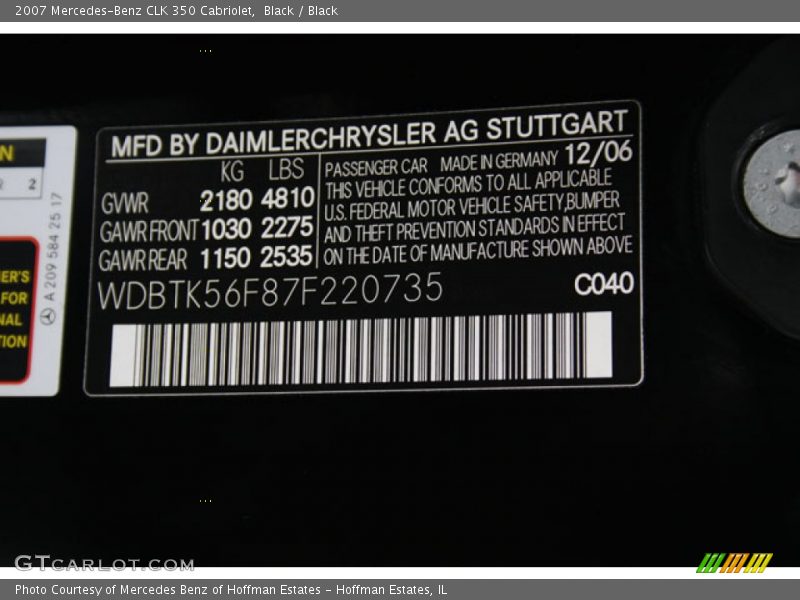 Black / Black 2007 Mercedes-Benz CLK 350 Cabriolet