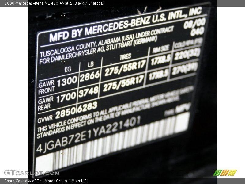 Black / Charcoal 2000 Mercedes-Benz ML 430 4Matic