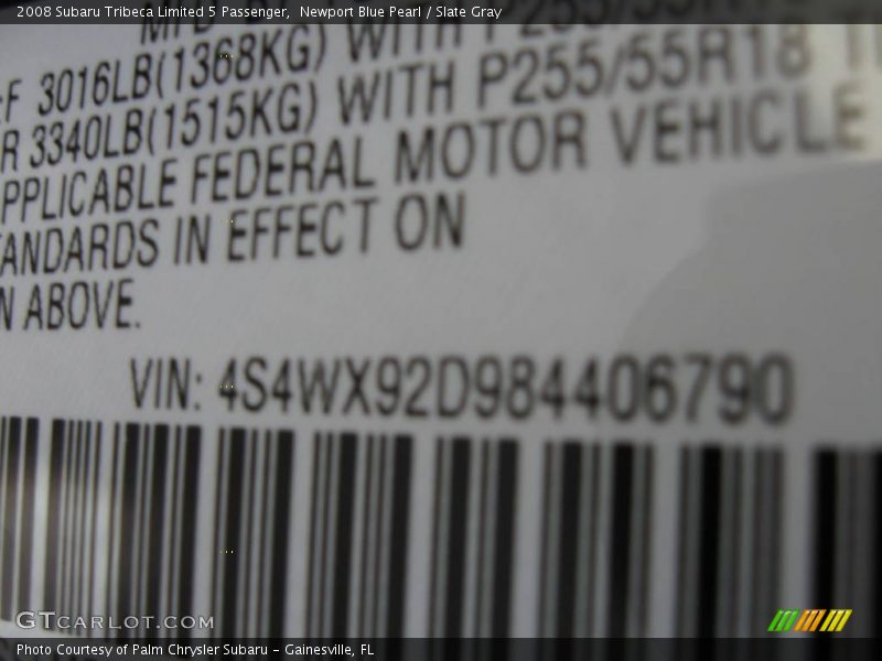 Newport Blue Pearl / Slate Gray 2008 Subaru Tribeca Limited 5 Passenger