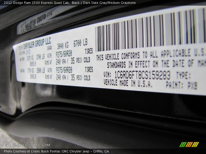 Black / Dark Slate Gray/Medium Graystone 2012 Dodge Ram 1500 Express Quad Cab