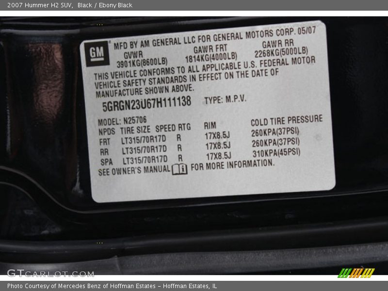 Black / Ebony Black 2007 Hummer H2 SUV
