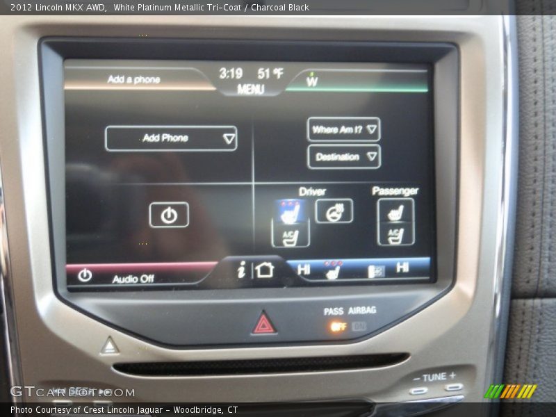 White Platinum Metallic Tri-Coat / Charcoal Black 2012 Lincoln MKX AWD