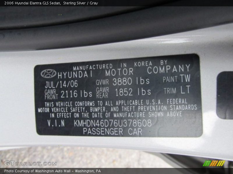 Sterling Silver / Gray 2006 Hyundai Elantra GLS Sedan