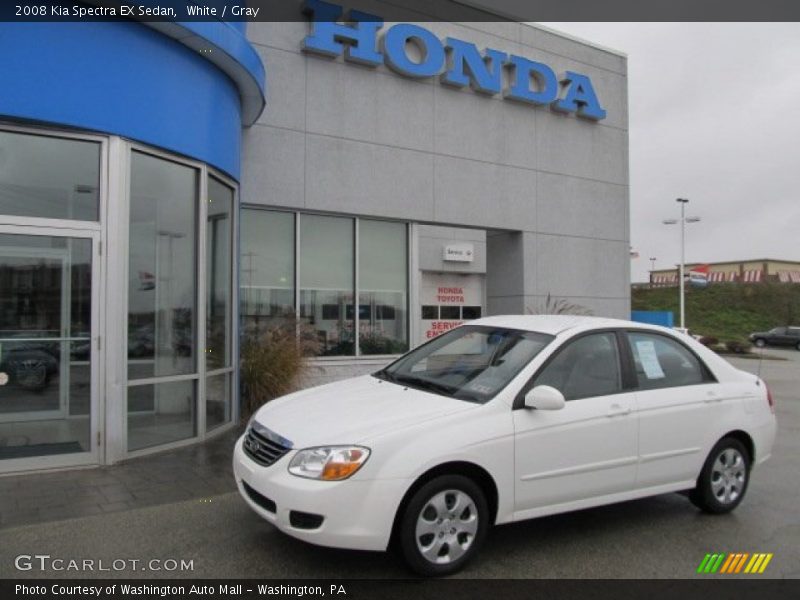 White / Gray 2008 Kia Spectra EX Sedan