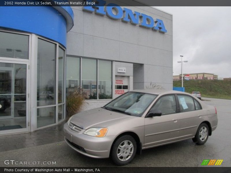 Titanium Metallic / Beige 2002 Honda Civic LX Sedan