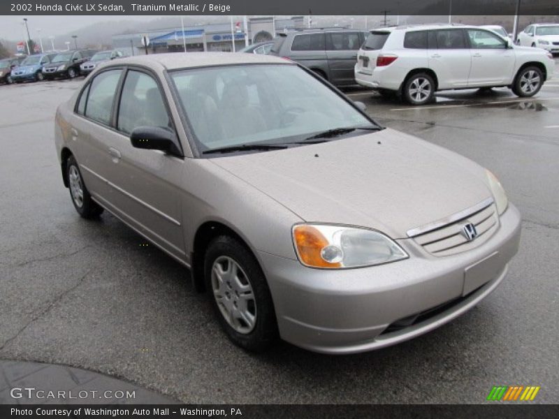 Titanium Metallic / Beige 2002 Honda Civic LX Sedan