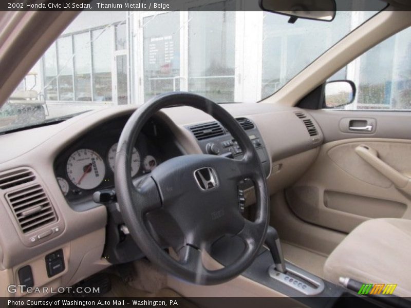 Titanium Metallic / Beige 2002 Honda Civic LX Sedan