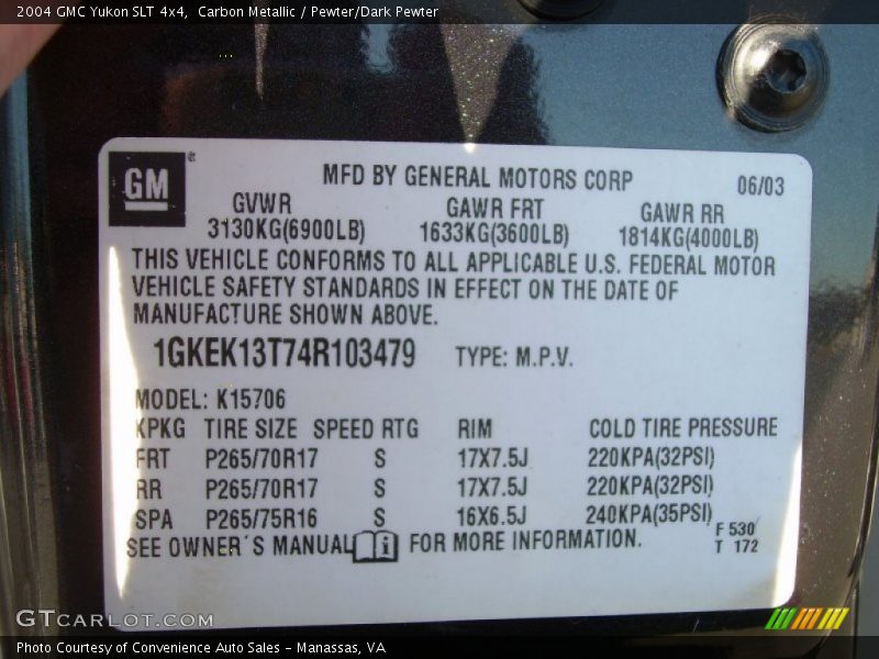 Carbon Metallic / Pewter/Dark Pewter 2004 GMC Yukon SLT 4x4