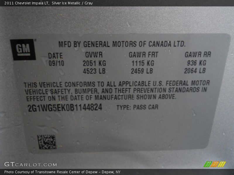 Silver Ice Metallic / Gray 2011 Chevrolet Impala LT