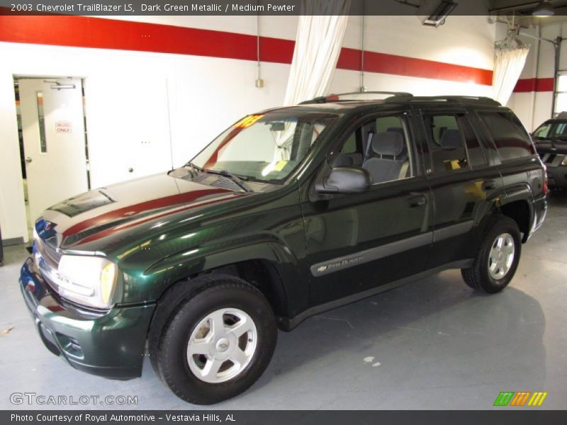 Dark Green Metallic / Medium Pewter 2003 Chevrolet TrailBlazer LS