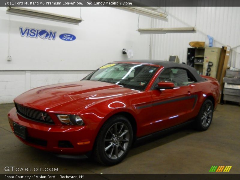 Red Candy Metallic / Stone 2011 Ford Mustang V6 Premium Convertible
