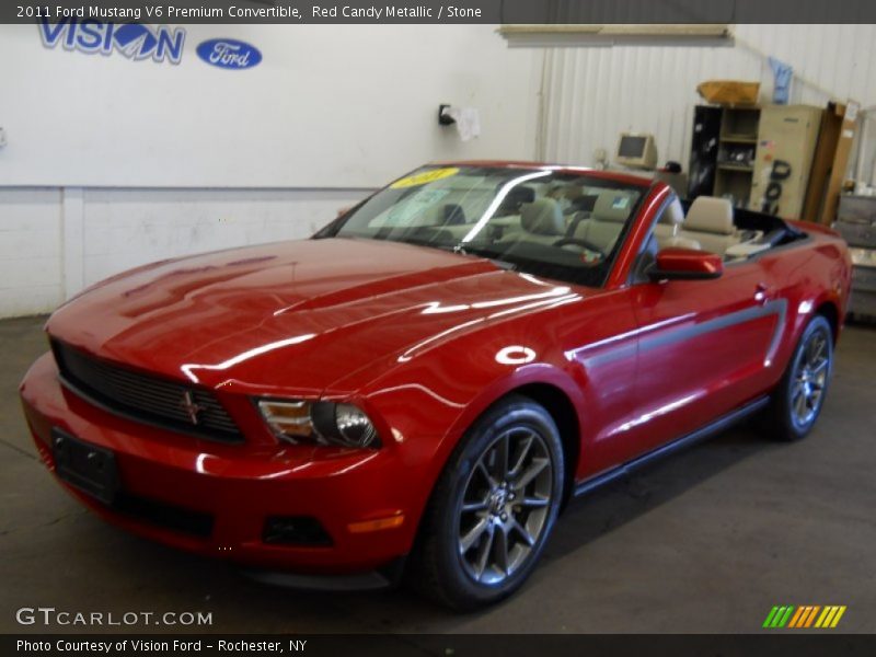Red Candy Metallic / Stone 2011 Ford Mustang V6 Premium Convertible