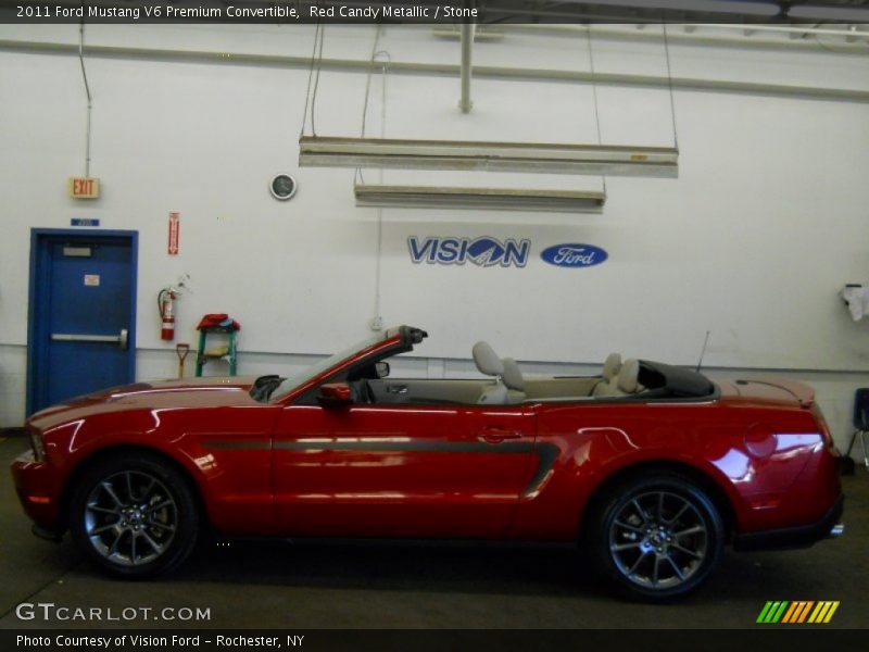 Red Candy Metallic / Stone 2011 Ford Mustang V6 Premium Convertible