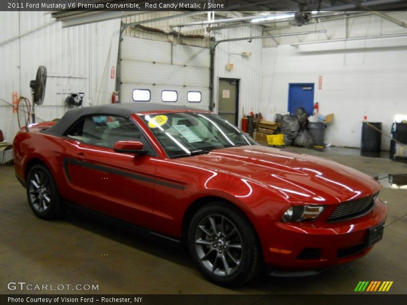 Red Candy Metallic / Stone 2011 Ford Mustang V6 Premium Convertible