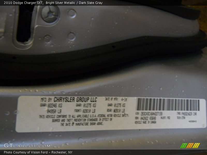 Bright Silver Metallic / Dark Slate Gray 2010 Dodge Charger SXT