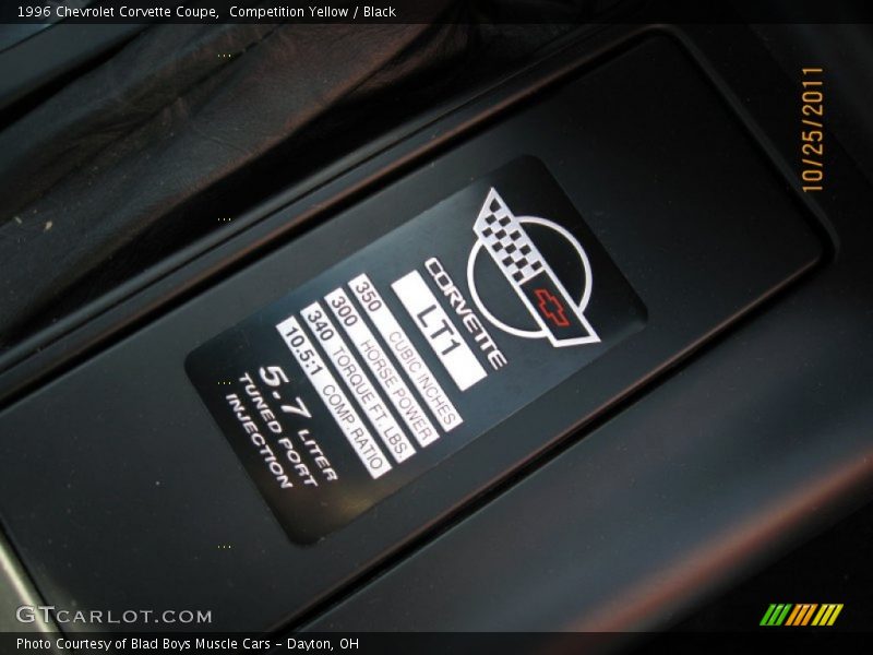 Info Tag of 1996 Corvette Coupe