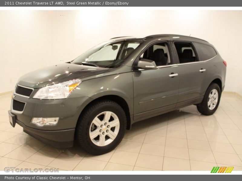 Steel Green Metallic / Ebony/Ebony 2011 Chevrolet Traverse LT AWD