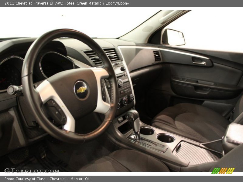Steel Green Metallic / Ebony/Ebony 2011 Chevrolet Traverse LT AWD