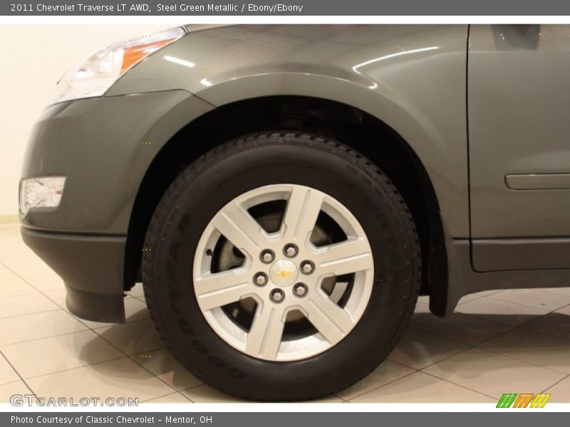 Steel Green Metallic / Ebony/Ebony 2011 Chevrolet Traverse LT AWD