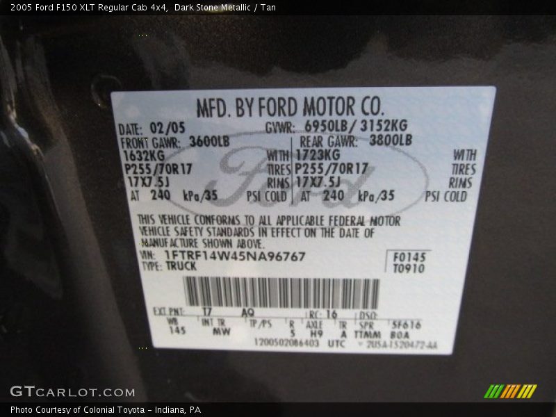 Dark Stone Metallic / Tan 2005 Ford F150 XLT Regular Cab 4x4