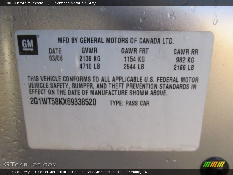 Silverstone Metallic / Gray 2006 Chevrolet Impala LT