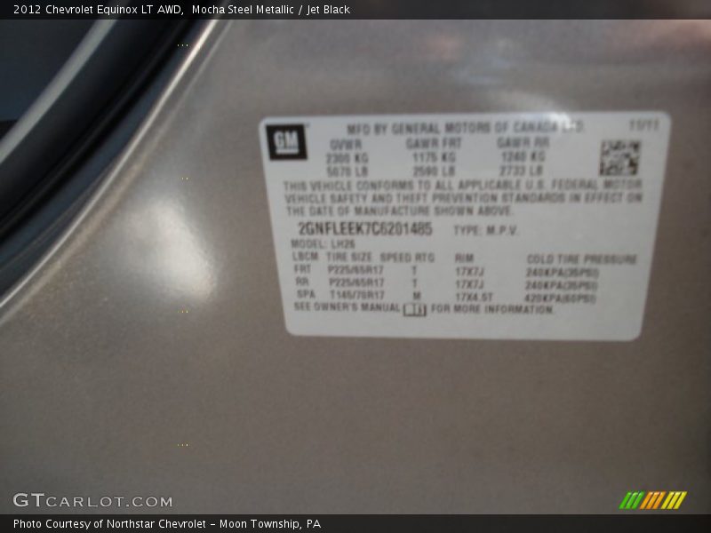 Mocha Steel Metallic / Jet Black 2012 Chevrolet Equinox LT AWD