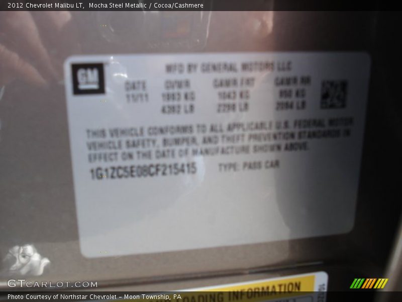 Mocha Steel Metallic / Cocoa/Cashmere 2012 Chevrolet Malibu LT