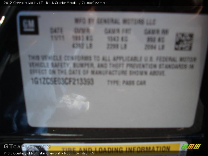 Black Granite Metallic / Cocoa/Cashmere 2012 Chevrolet Malibu LT