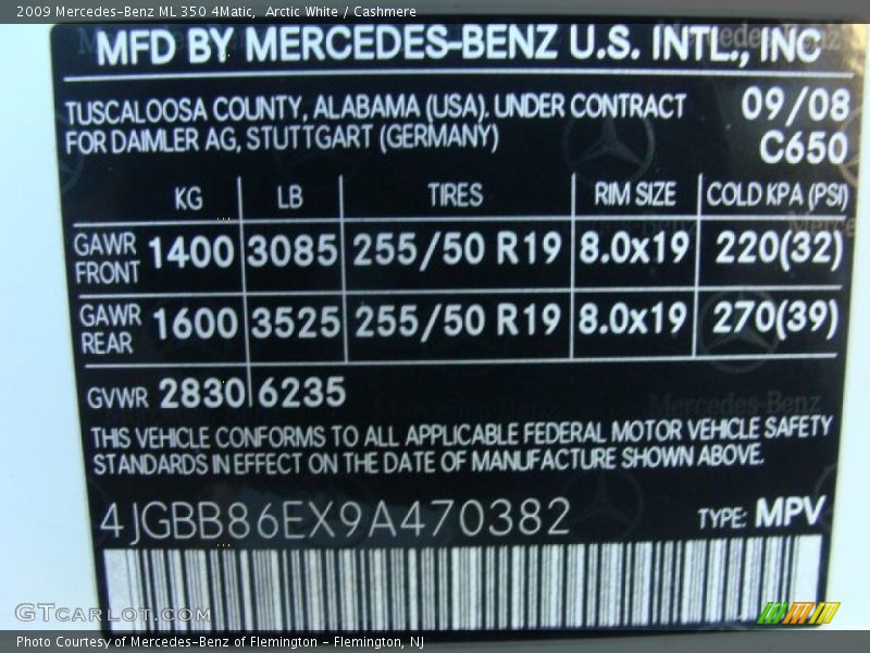 Arctic White / Cashmere 2009 Mercedes-Benz ML 350 4Matic