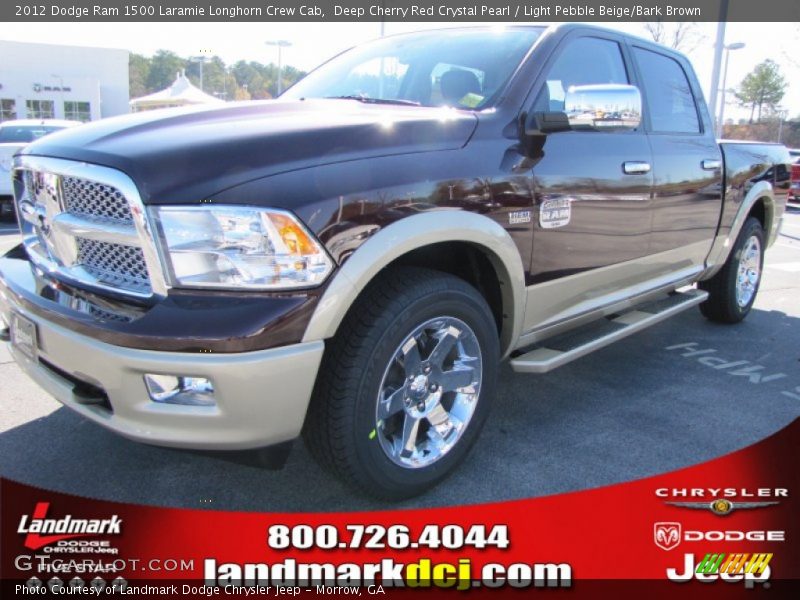 Deep Cherry Red Crystal Pearl / Light Pebble Beige/Bark Brown 2012 Dodge Ram 1500 Laramie Longhorn Crew Cab