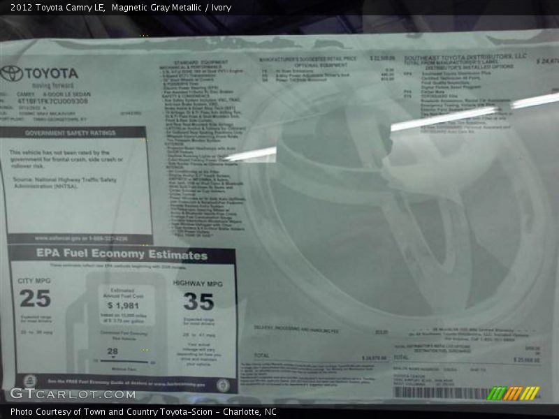 Magnetic Gray Metallic / Ivory 2012 Toyota Camry LE