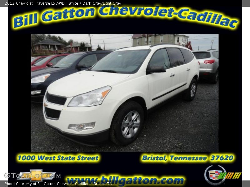 White / Dark Gray/Light Gray 2012 Chevrolet Traverse LS AWD