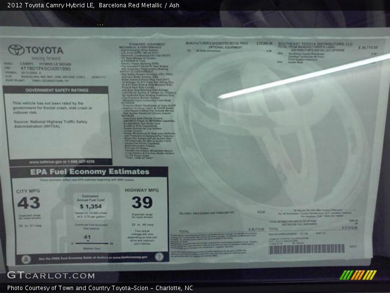 Barcelona Red Metallic / Ash 2012 Toyota Camry Hybrid LE