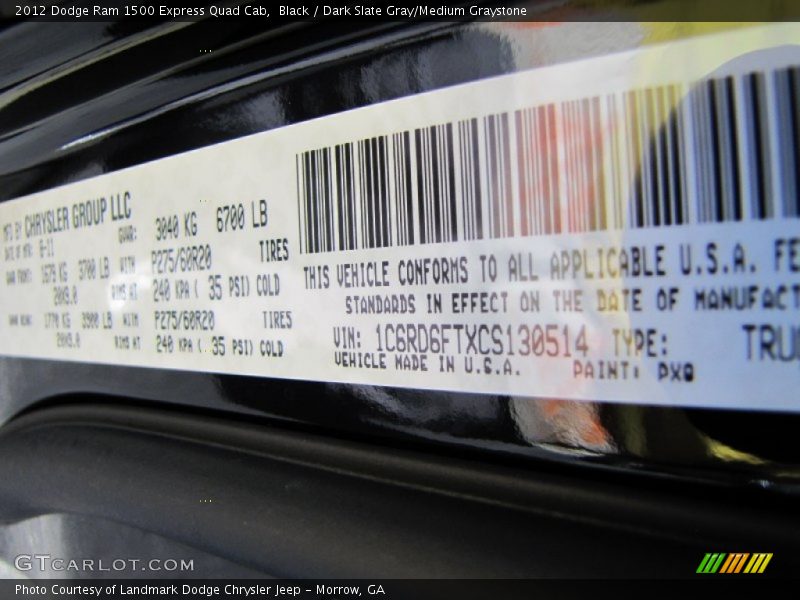 Black / Dark Slate Gray/Medium Graystone 2012 Dodge Ram 1500 Express Quad Cab
