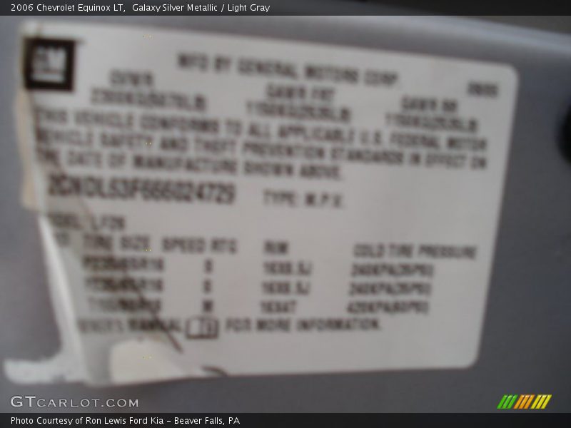 Galaxy Silver Metallic / Light Gray 2006 Chevrolet Equinox LT