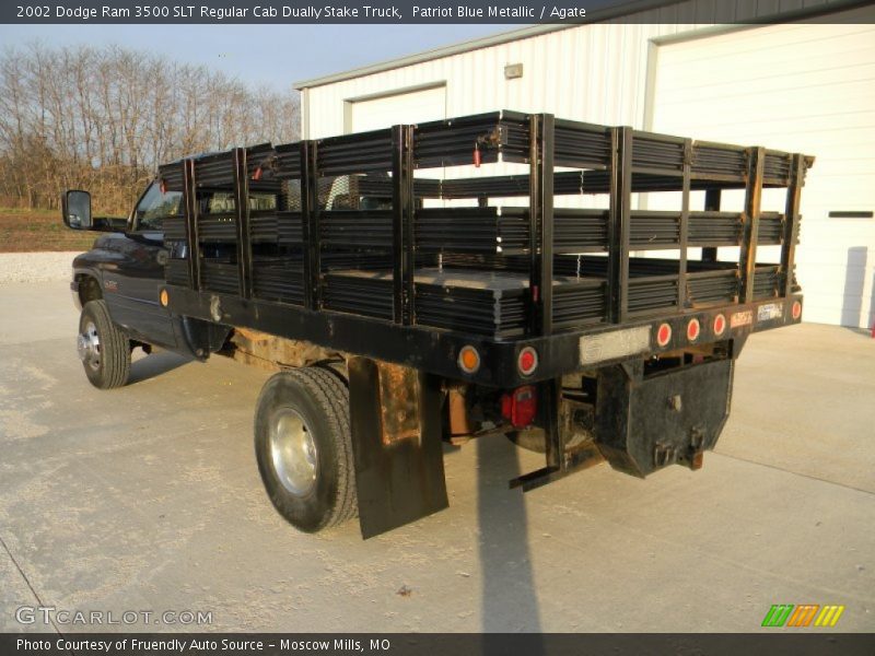Patriot Blue Metallic / Agate 2002 Dodge Ram 3500 SLT Regular Cab Dually Stake Truck