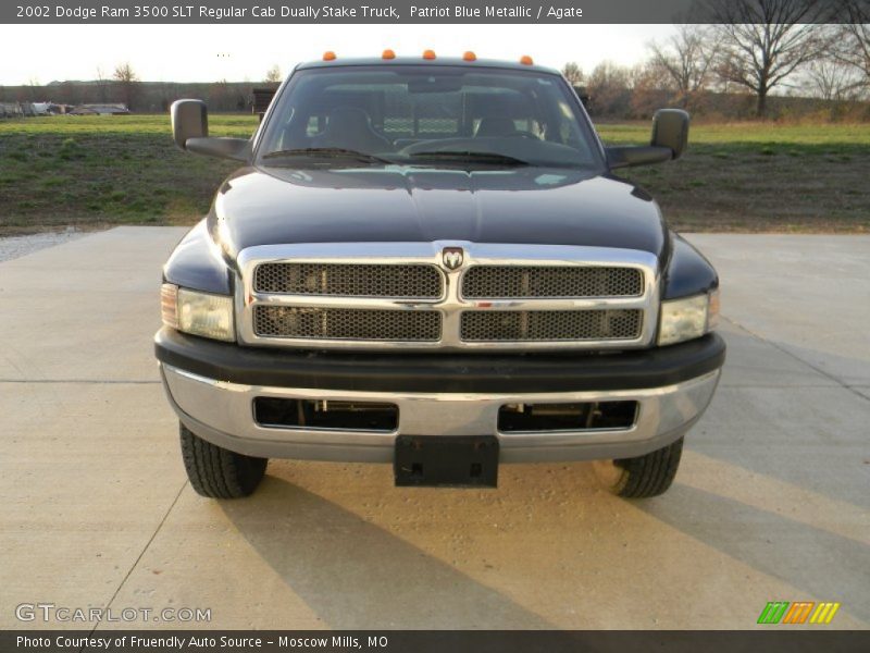 Patriot Blue Metallic / Agate 2002 Dodge Ram 3500 SLT Regular Cab Dually Stake Truck