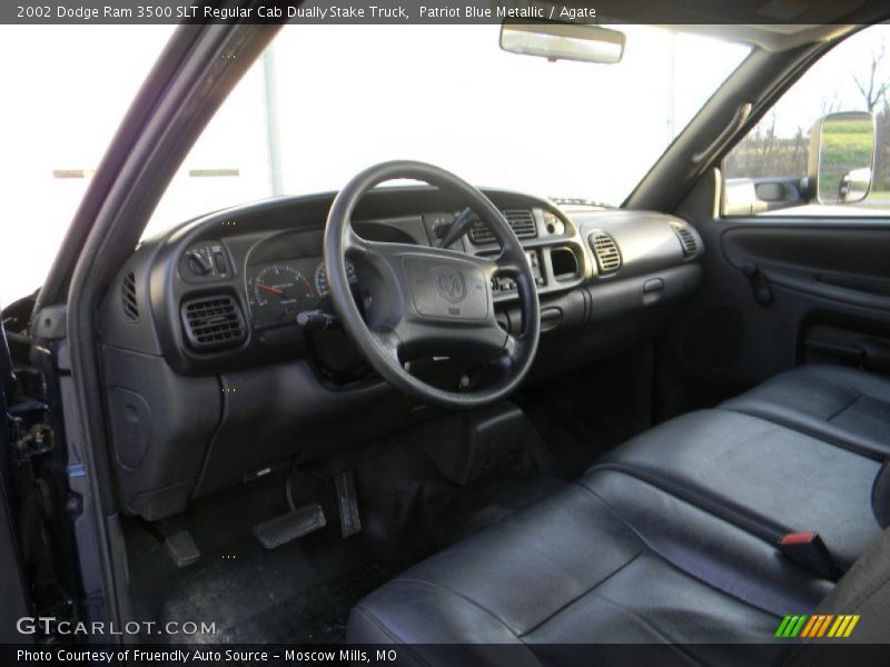 Patriot Blue Metallic / Agate 2002 Dodge Ram 3500 SLT Regular Cab Dually Stake Truck