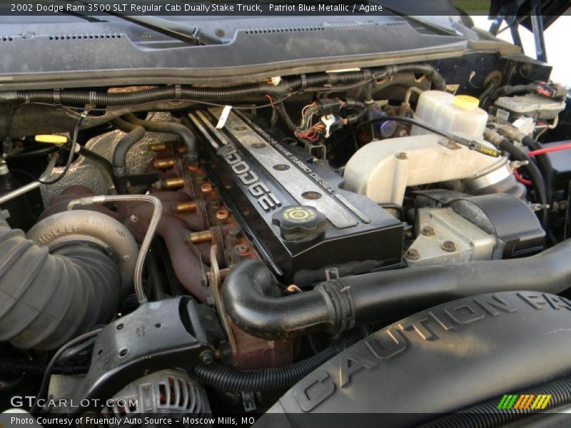 Patriot Blue Metallic / Agate 2002 Dodge Ram 3500 SLT Regular Cab Dually Stake Truck