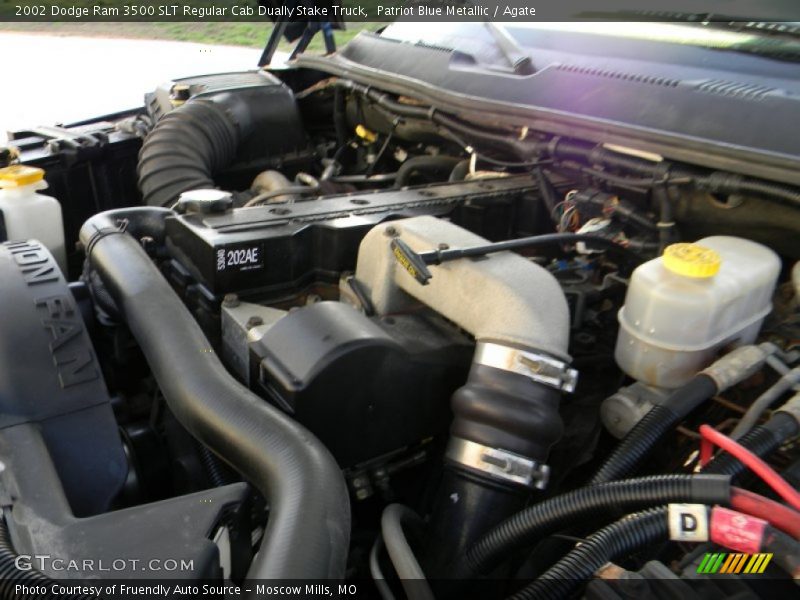 Patriot Blue Metallic / Agate 2002 Dodge Ram 3500 SLT Regular Cab Dually Stake Truck