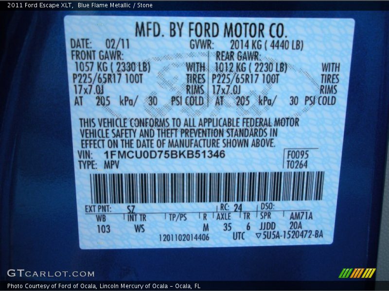 Blue Flame Metallic / Stone 2011 Ford Escape XLT