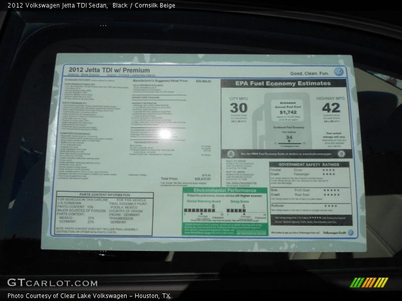 Black / Cornsilk Beige 2012 Volkswagen Jetta TDI Sedan